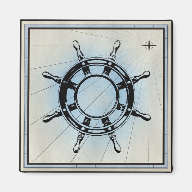 Vintage Nautical Ship's Wheel for Navigation Magnet (Front)