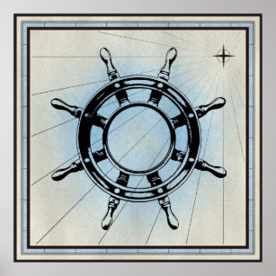 Vintage Nautical Ship's Wheel for Navigation Poster