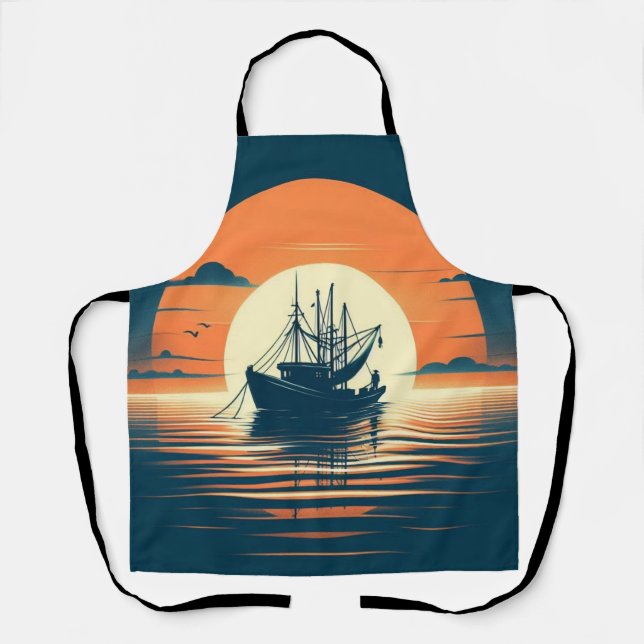 Vintage/Nautical shrimp/fishing  Apron (Front)