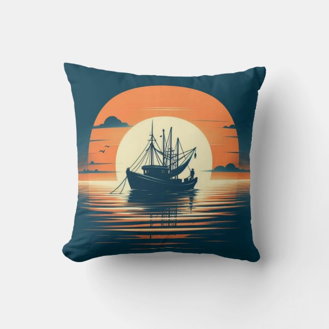 Vintage/Nautical shrimp/fishing  Cushion (Front)