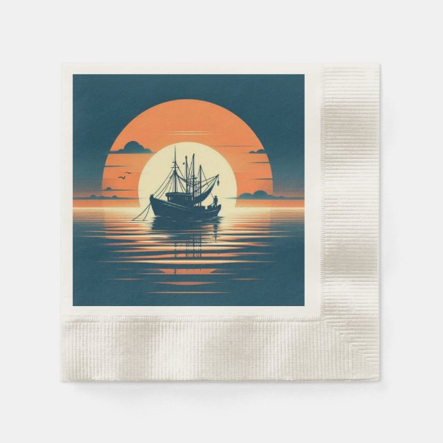 Vintage/Nautical shrimp/fishing  Napkin (Front)