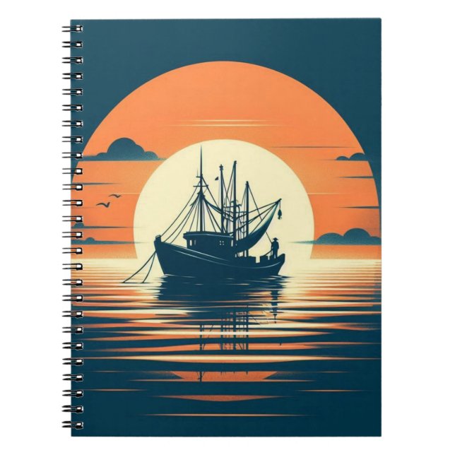 Vintage/Nautical shrimp/fishing  Notebook (Front)