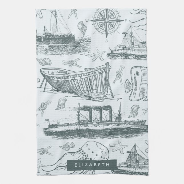 Vintage Nautical Tea Towel (Vertical)