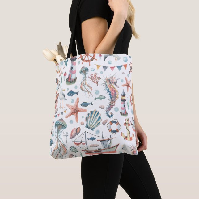 Vintage Nautical Tote Bag (Close Up)