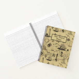 Vintage Nautical Travel Ships Lighthouses Old Map Notebook