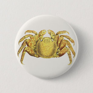 Vintage Nautical Variegated Crab Coastal Wall Art 6 Cm Round Badge