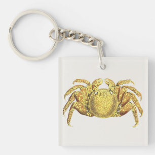 Vintage Nautical Variegated Crab Coastal Wall Art Key Ring