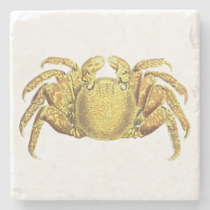 Vintage Nautical Variegated Crab Coastal Wall Art Stone Coaster