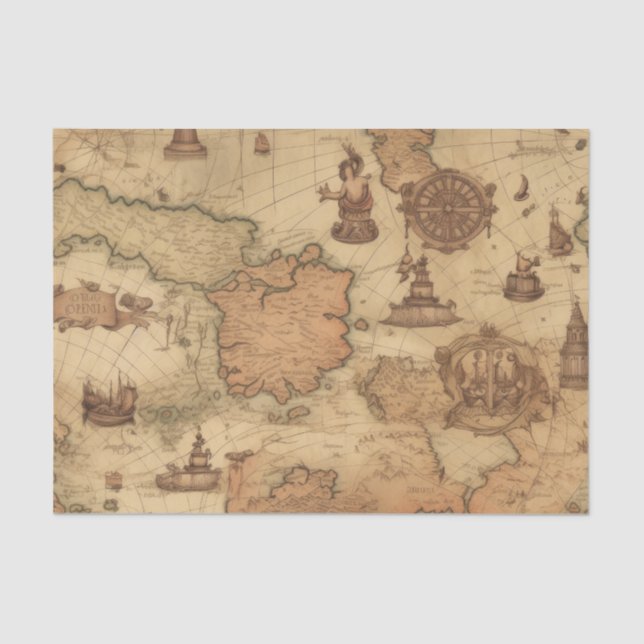 Vintage Nautical Voyage Antique Decoupage Paper  (Front)