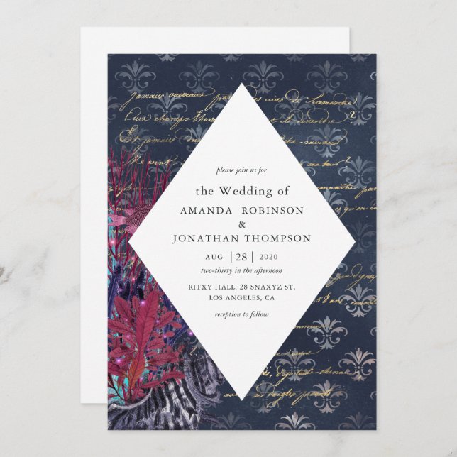 Vintage Nautical Wedding Invitation (Front/Back)