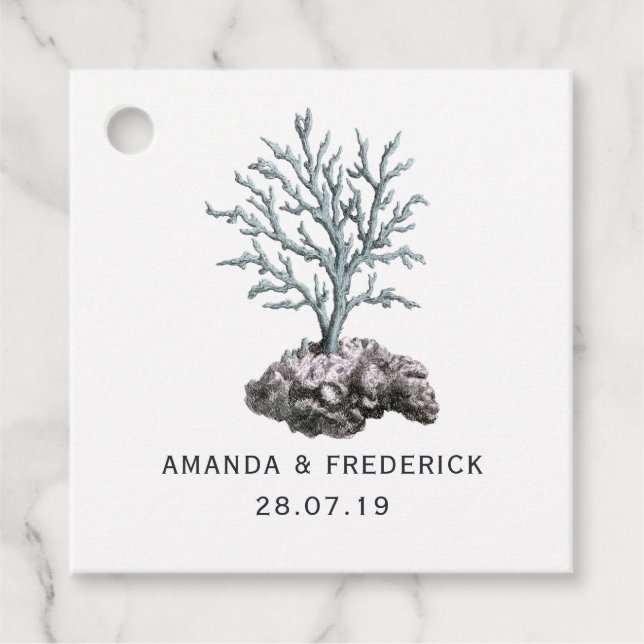 Vintage Nautical Wedding Seaweed Favour Tags (Front)