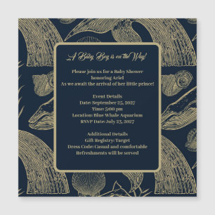 Vintage Nautical Whale Blue Baby Shower Invitation