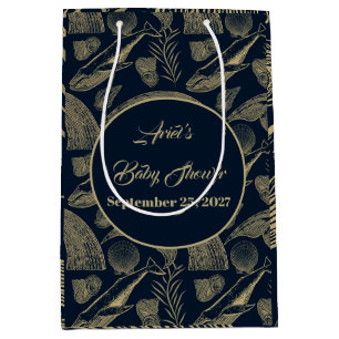 Vintage Nautical Whale Blue Baby Shower Medium Gift Bag