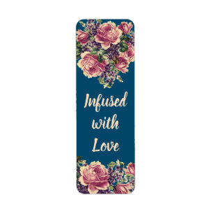 Vintage Navy and Pink Watercolor Floral labels