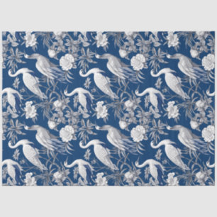 Vintage navy blue China birds and flowers Tissue Paper