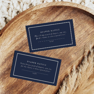 Vintage Navy Blue Diaper Raffle Ticket Baby Shower Enclosure Card