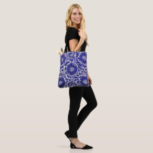 Vintage Navy Blue Floral Pattern Tote Bag