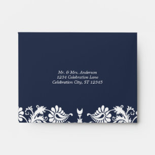 Vintage Navy Blue FloralDamask Envelopes