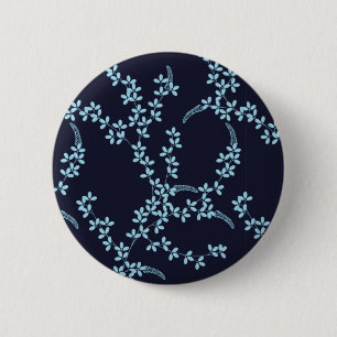 Vintage Navy Blue Garden Floral Night 6 Cm Round Badge
