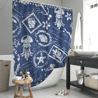 Vintage Navy Blue Nautical Sea Stamp