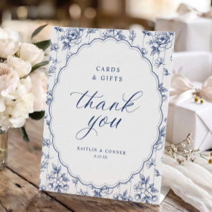 Vintage Navy Blue Oval Cards & Gifts Wedding Pedestal Sign