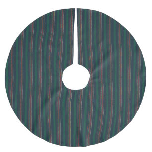 Vintage navy blue red green stripes Christmas Brushed Polyester Tree Skirt