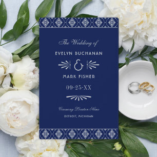Vintage Navy Blue Silver Art Deco Wedding Programs