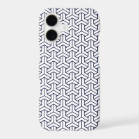 Vintage Navy Blue White Japan Bishamon Pattern