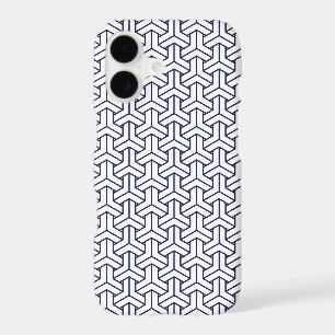 Vintage Navy Blue White Japan Bishamon Pattern