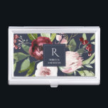 VINTAGE NAVY BLUSH PINK BURGUNDY PROTEA FLORAL BUSINESS CARD HOLDER<br><div class="desc">If you need any further customisation please feel free to message me on yellowfebstudio@gmail.com</div>