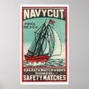 Vintage Navy Cut Matchbox Poster