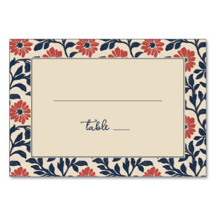 Vintage Navy Floral Table Number