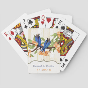 Vintage Navy Love Birds Wedding Gift Playing Card