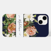 Vintage Navy Pink n White Floral w Pretty Flowers Case-Mate iPhone Case (Back (Horizontal))