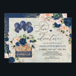 Vintage Navy Travel Bridal Shower Adventure Invitation<br><div class="desc">Chic travel-themed bridal shower invitation featuring gorgeous watercolor navy blue and blush flowers,  vintage suitcases and festive balloons</div>