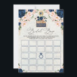 Vintage Navy Travel Bridal Shower Bingo Game Card<br><div class="desc">Vintage travel bridal shower game in navy blue and blush pink</div>