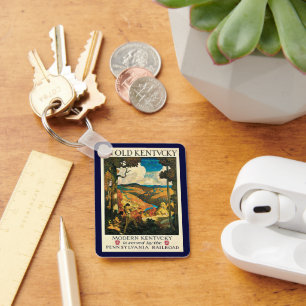 Vintage NC Wyeth Travel Poster, In Old Kentucky Key Ring