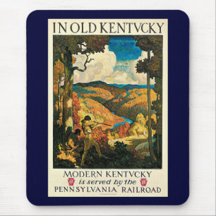 Vintage NC Wyeth Travel Poster, In Old Kentucky Mouse Pad