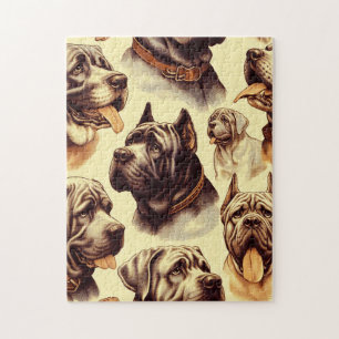 Vintage Neapolitan Mastiff Illuistration Jigsaw Puzzle