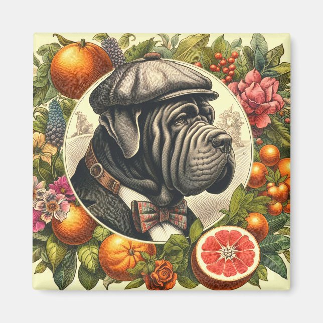 Vintage Neapolitan Mastiff Illustration Magnet (Front)