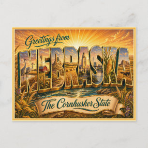 Vintage Nebraska Greeting From Postcard