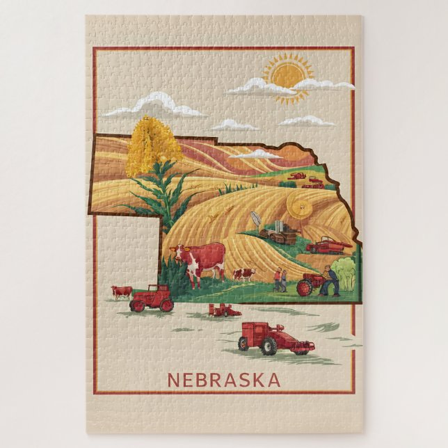 Vintage Nebraska Heartland Farm Scene Jigsaw Puzzle (Vertical)