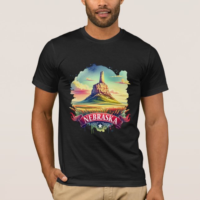 Vintage Nebraska Map T-Shirts – Retro us state (Front)