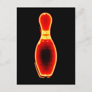 Vintage Neon Bowling Pin Postcard