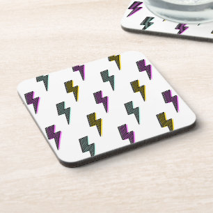 Vintage Neon Lightning Bolt Pattern Coaster