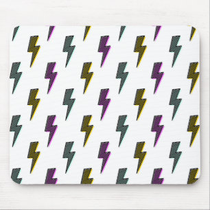 Vintage Neon Lightning Bolt Pattern Mouse Pad