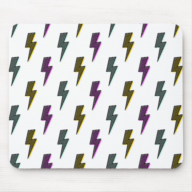 Vintage Neon Lightning Bolt Pattern Mouse Pad (Front)