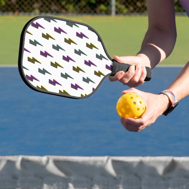 Vintage Neon Lightning Bolt Pattern Pickleball Paddle (Insitu)