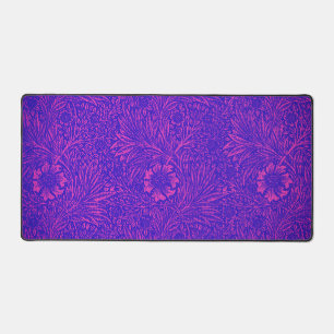 Vintage neon pink bright blue floral pattern desk mat