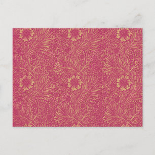 Vintage neon pink light yellow floral pattern postcard